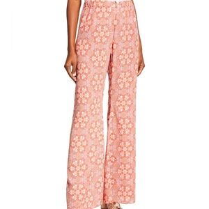 Alexis Orange Aggie Mosaic Paisley Print Flare Drawstring Pull-On Pants